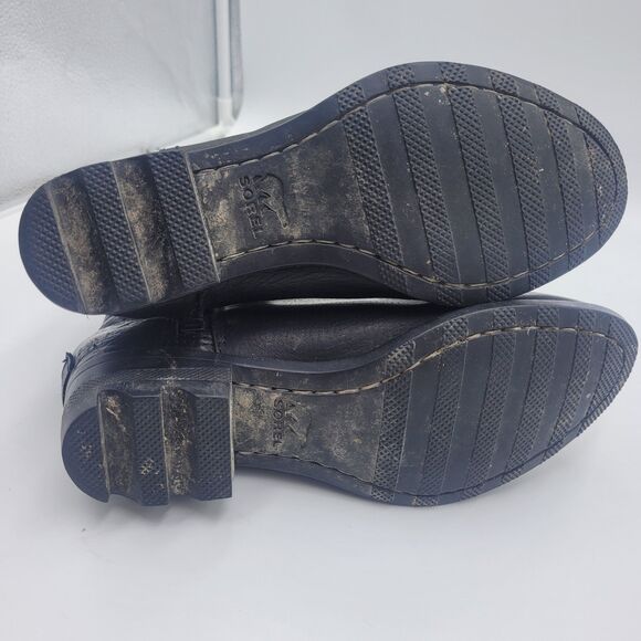 Sorel Danica Short Ankle Boots Women's Black Side Zip Leather Bootie Size 7.5 - Picture 7 of 9